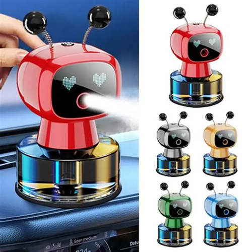 smart robot car air freshener and diffuser with customizable scent modes.